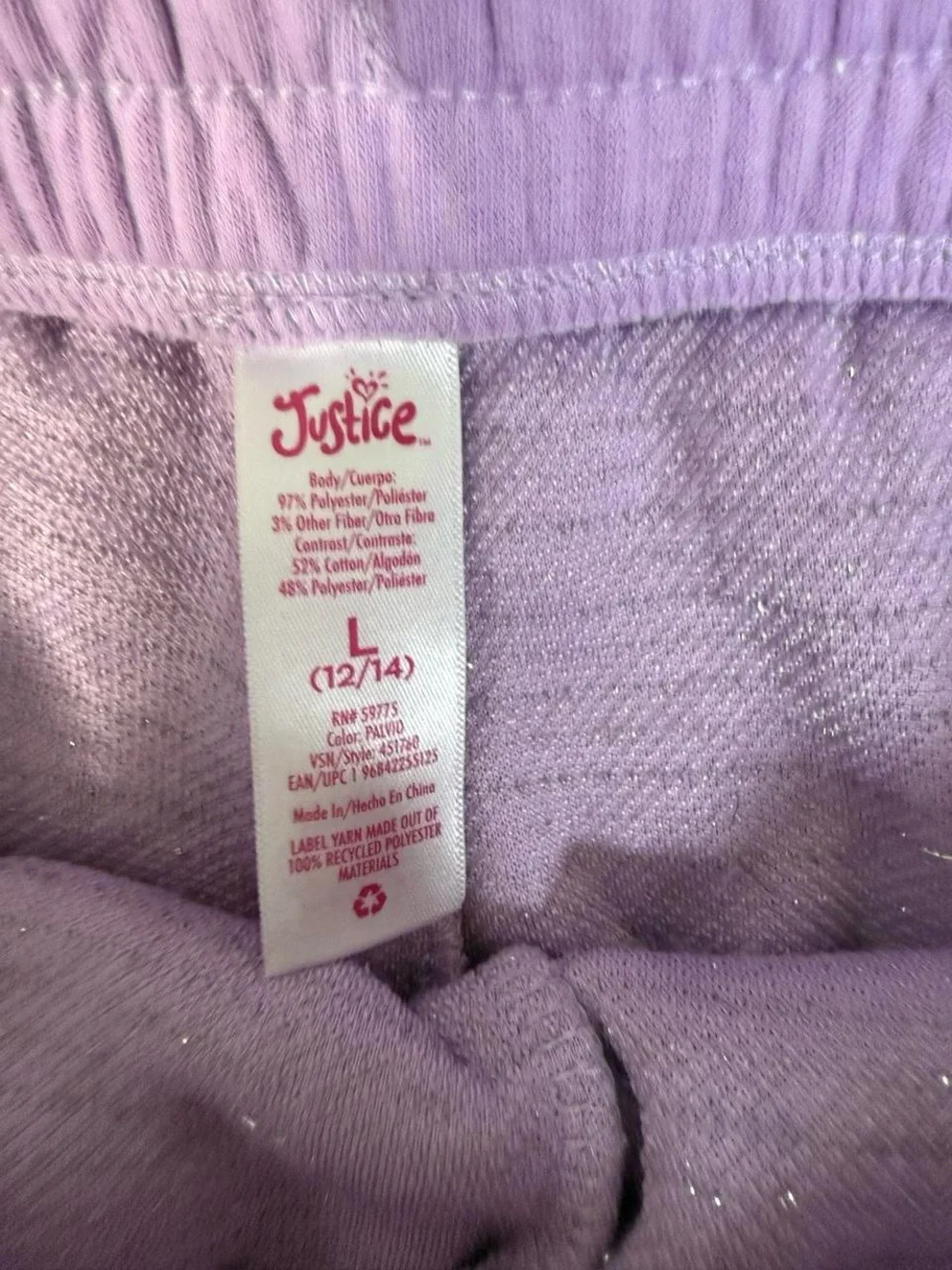 Justice Lavender Plush Kids Pajama Pants